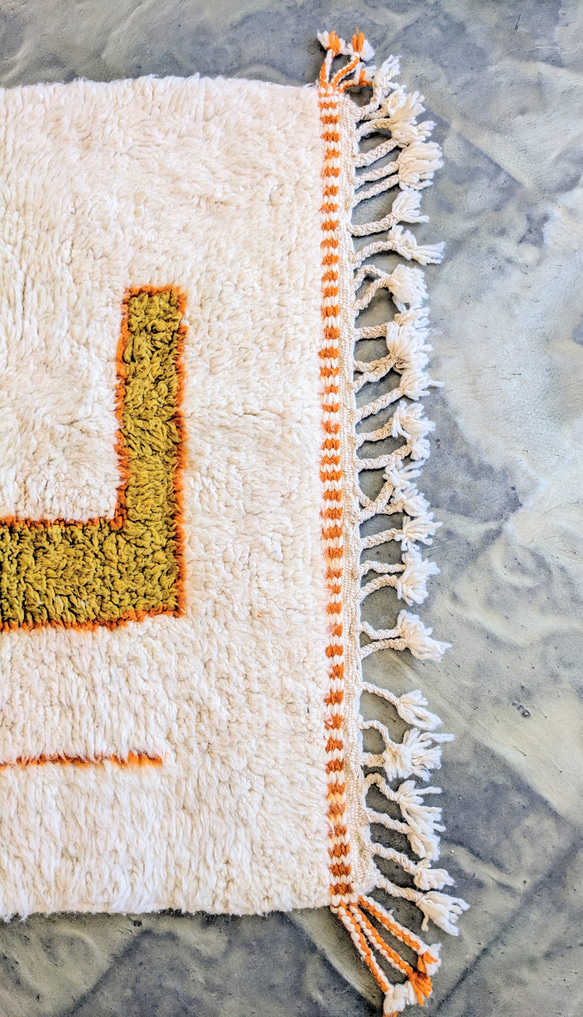 本物のベニワレンラグ-No11 116×173　モロッコ　オレンジ　カーペット　絨毯 