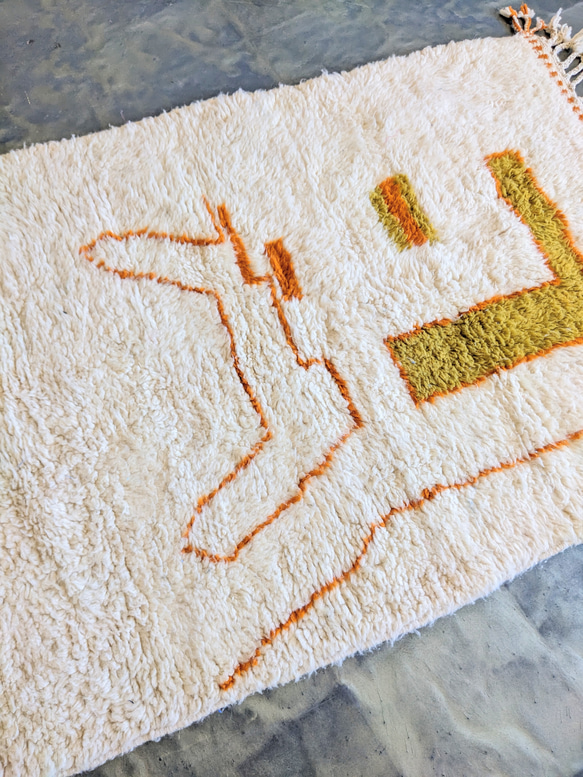 本物のベニワレンラグ-No11 116×173　モロッコ　オレンジ　カーペット　絨毯 