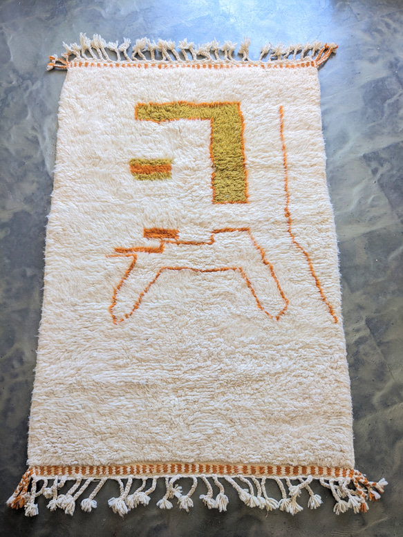 本物のベニワレンラグ-No11 116×173　モロッコ　オレンジ　カーペット　絨毯 