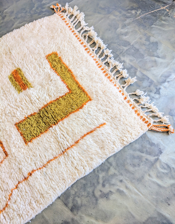 本物のベニワレンラグ-No11 116×173　モロッコ　オレンジ　カーペット　絨毯 