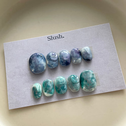 《ベリーショート在庫あるのみセール》海と森のニュアンスネイルチップ 2枚目の画像