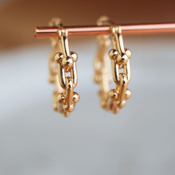 K18地金 中空 Uチェーン フープ ピアス ピアス（フープ） Kōbō