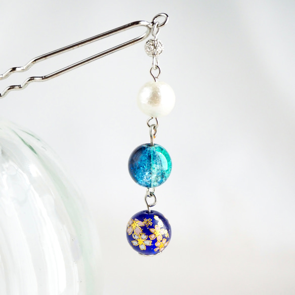 天然石☆お花ビーズ3連＊タッセル＊かんざし 天然石☆お花ビーズ3連＊タッセル＊かんざし 天然石☆お花ビーズ3連