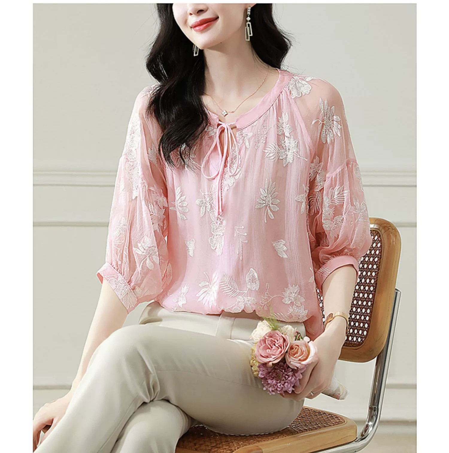 D-due デデュエ　スケッチコレクション　ピンク　リネン　ブラウス Me Wearing「D-due」のウェア｜H.P.FRANCE公式サイト