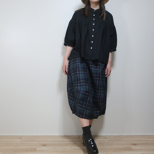 ✿芽風✿センソユニコ✿切り替えバルーンチェック柄フレアスカート 美品】センソユニコ・芽風/ギンガムチェックシボ/バルーンロング
