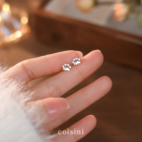 ネコ肉球ピアス silver999 ミニピアス 小ぶり 小さめ シンプル