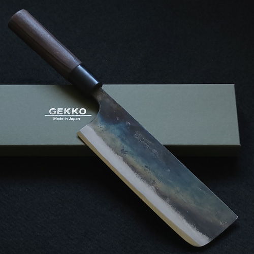 白紙2号 黒打 切付包丁 240㎜ G1516 焼栗柄 日本製 月光作