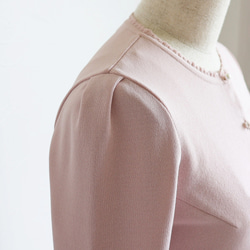 【選べる5色◎】ふくれオーガンジー使い 7分袖カーディガン【スモーキーピンク】 9枚目の画像