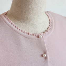 【選べる5色◎】ふくれオーガンジー使い 7分袖カーディガン【スモーキーピンク】 10枚目の画像