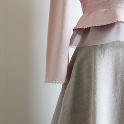 【選べる5色◎】ふくれオーガンジー使い 7分袖カーディガン【スモーキーピンク】 12枚目の画像