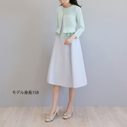 【選べる5色◎】ふくれオーガンジー使い 7分袖カーディガン【スモーキーピンク】 3枚目の画像