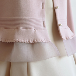 【選べる5色◎】ふくれオーガンジー使い 7分袖カーディガン【スモーキーピンク】 13枚目の画像