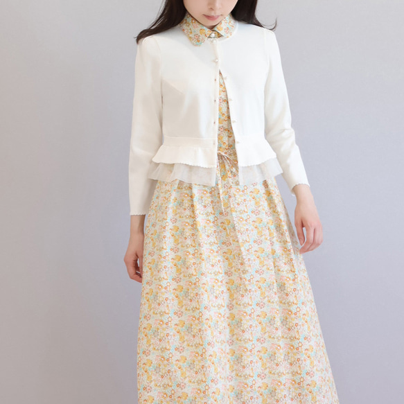 【選べる5色◎】ふくれオーガンジー使い 7分袖カーディガン【スモーキーピンク】 6枚目の画像