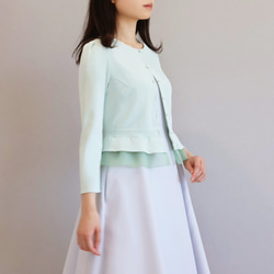 【選べる5色◎】ふくれオーガンジー使い 7分袖カーディガン【スモーキーピンク】 4枚目の画像