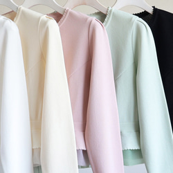 【選べる5色◎】ふくれオーガンジー使い 7分袖カーディガン【スモーキーピンク】 15枚目の画像