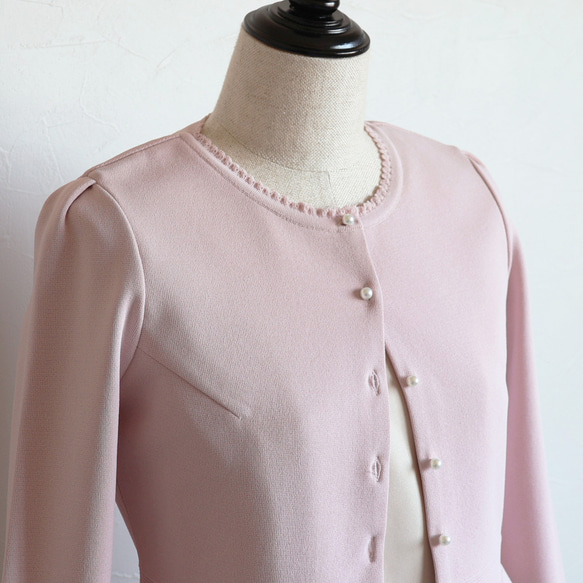 【選べる5色◎】ふくれオーガンジー使い 7分袖カーディガン【スモーキーピンク】 11枚目の画像