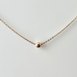 18金一粒ミラーカットボールのネックレス　アジャスター　スライド14kgfチェーン 4枚目の画像