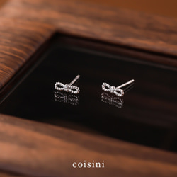 リボンピアス　silver925　ミニピアス　小ぶり　小さめ　シンプル　かわいい（#CM0190） 1枚目の画像