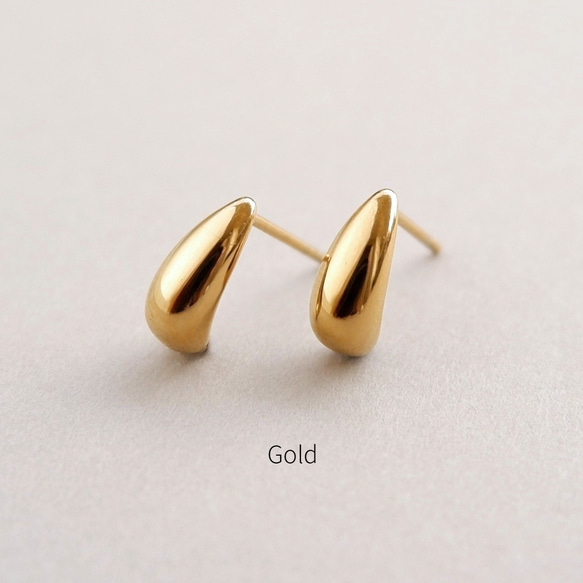 小ぶりしずくピアス/イヤリング サージカルステンレス 金属アレルギー対応 つけっぱなし ゴールド/シルバー ドロップ 6枚目の画像