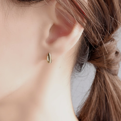 小ぶりしずくピアス/イヤリング サージカルステンレス 金属アレルギー対応 つけっぱなし ゴールド/シルバー ドロップ 2枚目の画像
