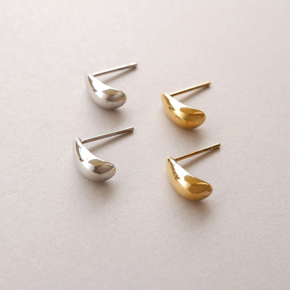 小ぶりしずくピアス/イヤリング サージカルステンレス 金属アレルギー対応 つけっぱなし ゴールド/シルバー ドロップ 4枚目の画像