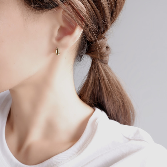 小ぶりしずくピアス/イヤリング サージカルステンレス 金属アレルギー対応 つけっぱなし ゴールド/シルバー ドロップ 3枚目の画像