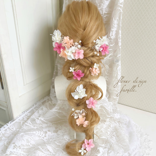 半量】 赤 ピンク あじさい プリンセスの髪飾り ✧ ヘッドドレス 半量】 赤 ピンク あじさい プリンセスの髪飾り ✧ ヘッドドレス