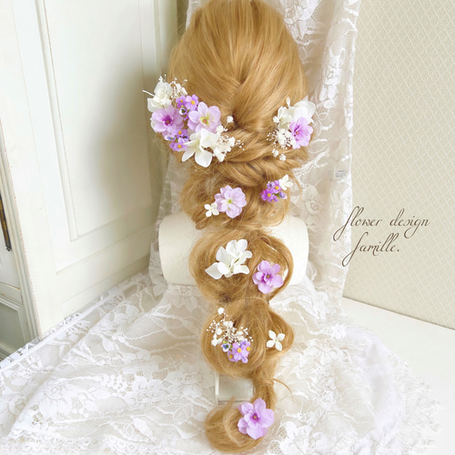 半量】 パープル あじさい プリンセスの髪飾り ✧ ヘッドドレス 紫