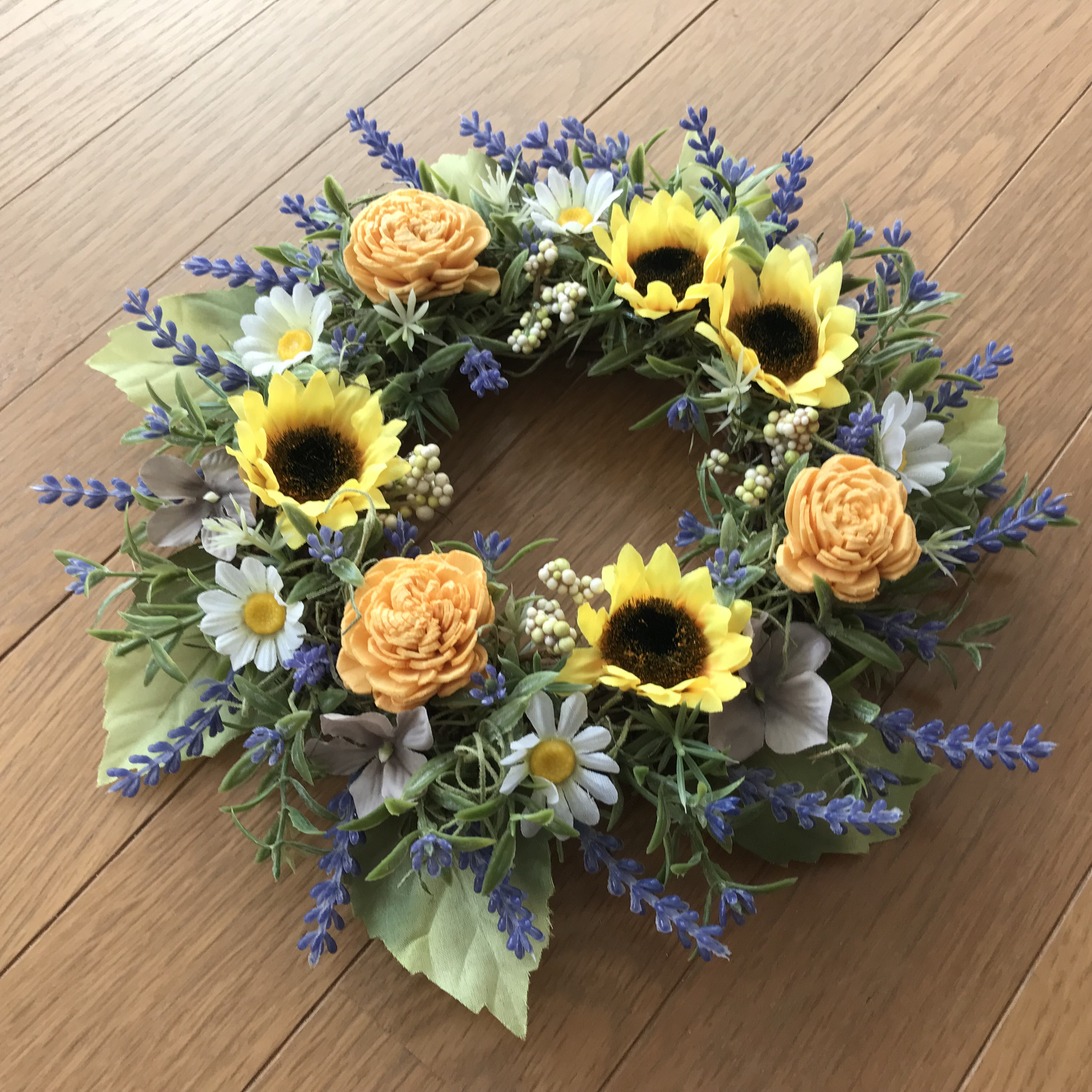 《新作》向日葵とタップリラベンダーのサマーリース（受注制作＊2点限定）