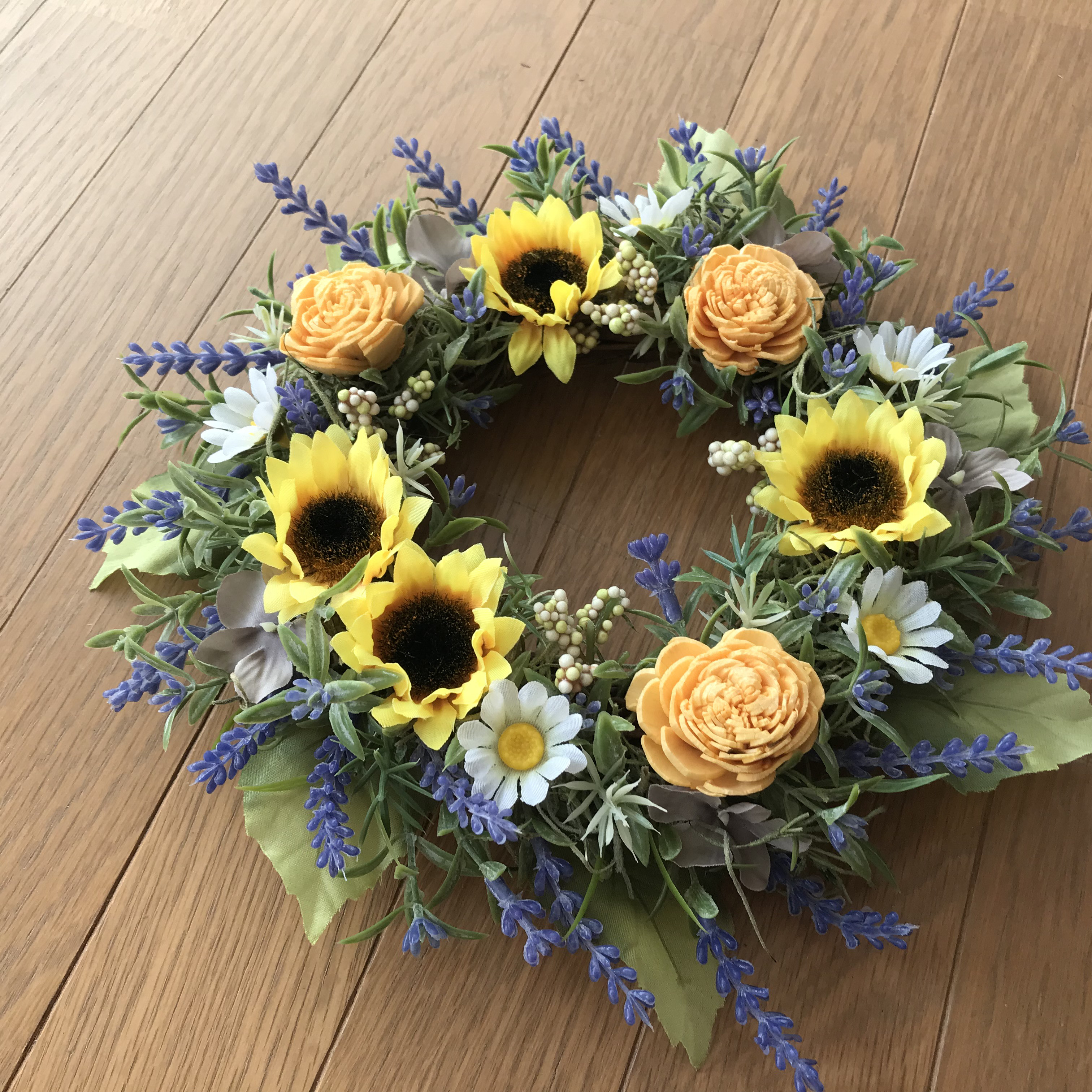 《新作》向日葵とタップリラベンダーのサマーリース（受注制作＊2点限定）