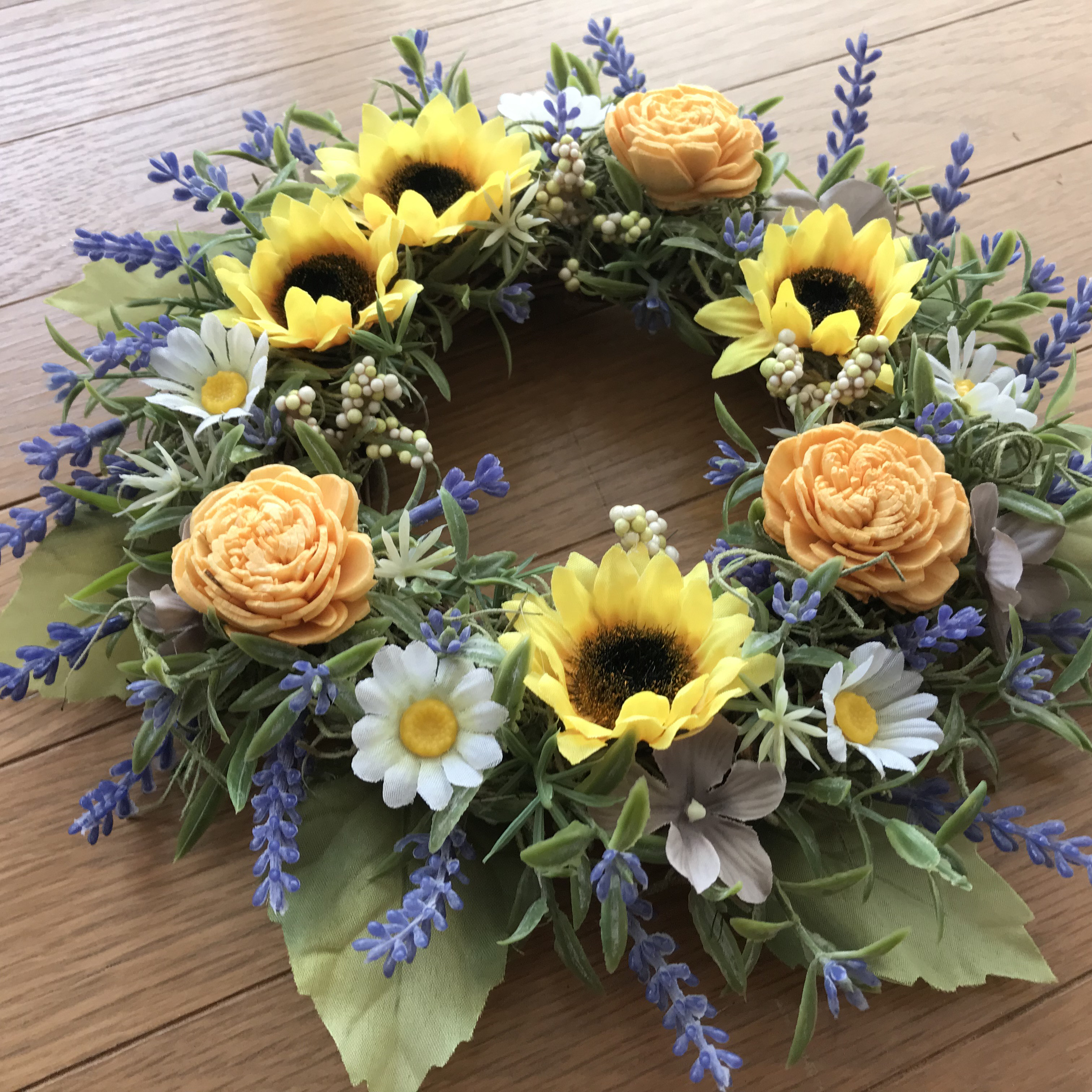 《新作》向日葵とタップリラベンダーのサマーリース（受注制作＊2点限定）