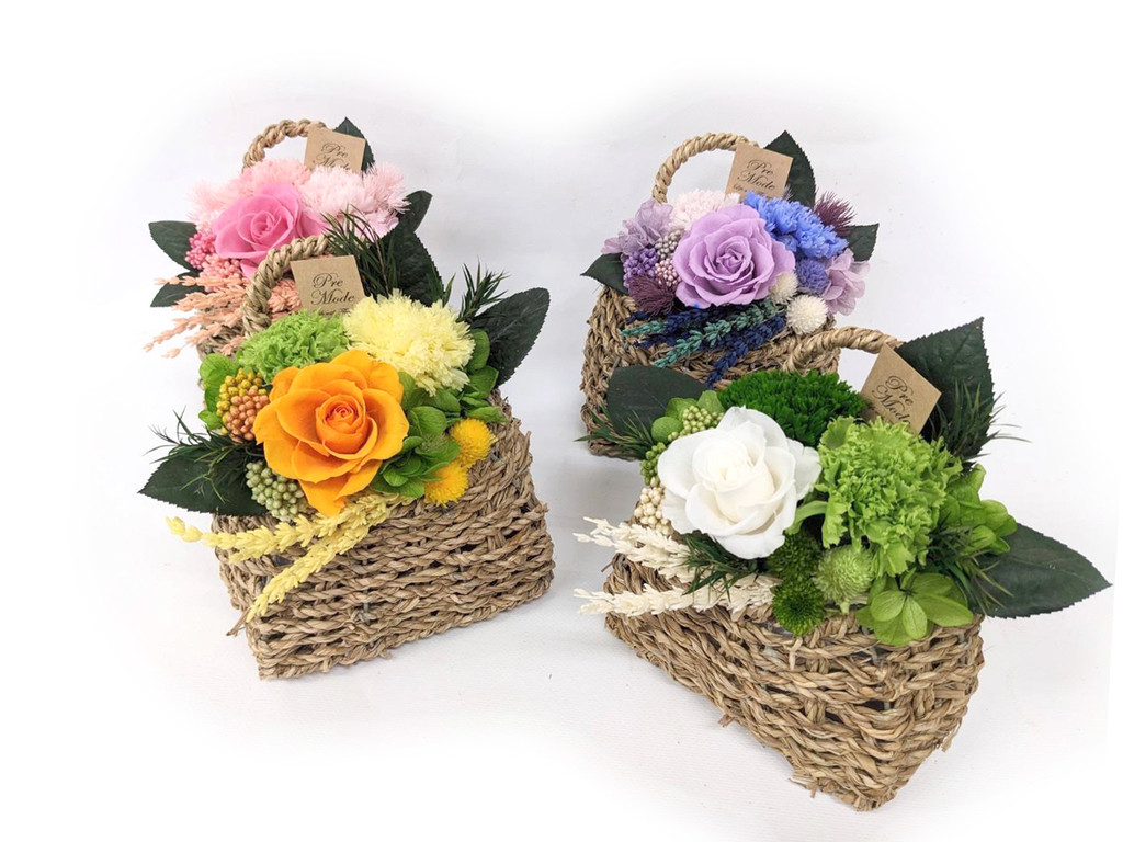 再販 ハーバリウム 華々しく 【仏花】つまみ細工付、ねこ瓶対セット 