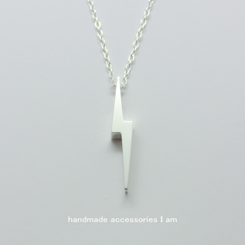 受注生産商品　稲妻トップネックレス　シルバー925　あずきチェーン　太さ1.2mm　IP0507a