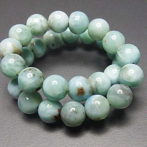 訳有一点物愛と平和天然石ラリマー約7mm弱30粒ブレスレット入手困難710