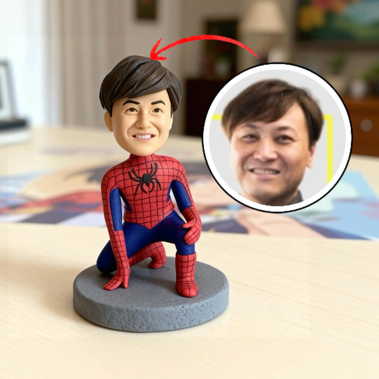 【オーダーメイド】お写真からスパイダーマンフィギュア 頭部オリジナル 自分フィギュア 記念品 贈り物 ポーズと服装は固定