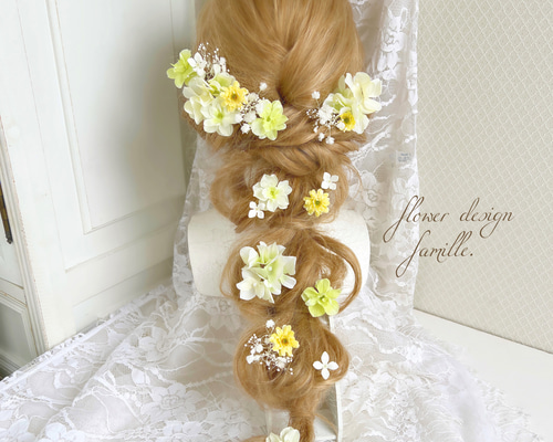 半量】 ライトグリーン あじさい プリンセスの髪飾り ✧ ヘッドドレス