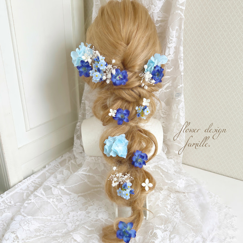 半量】 ネイビブルー あじさい プリンセスの髪飾り ✧ ヘッド