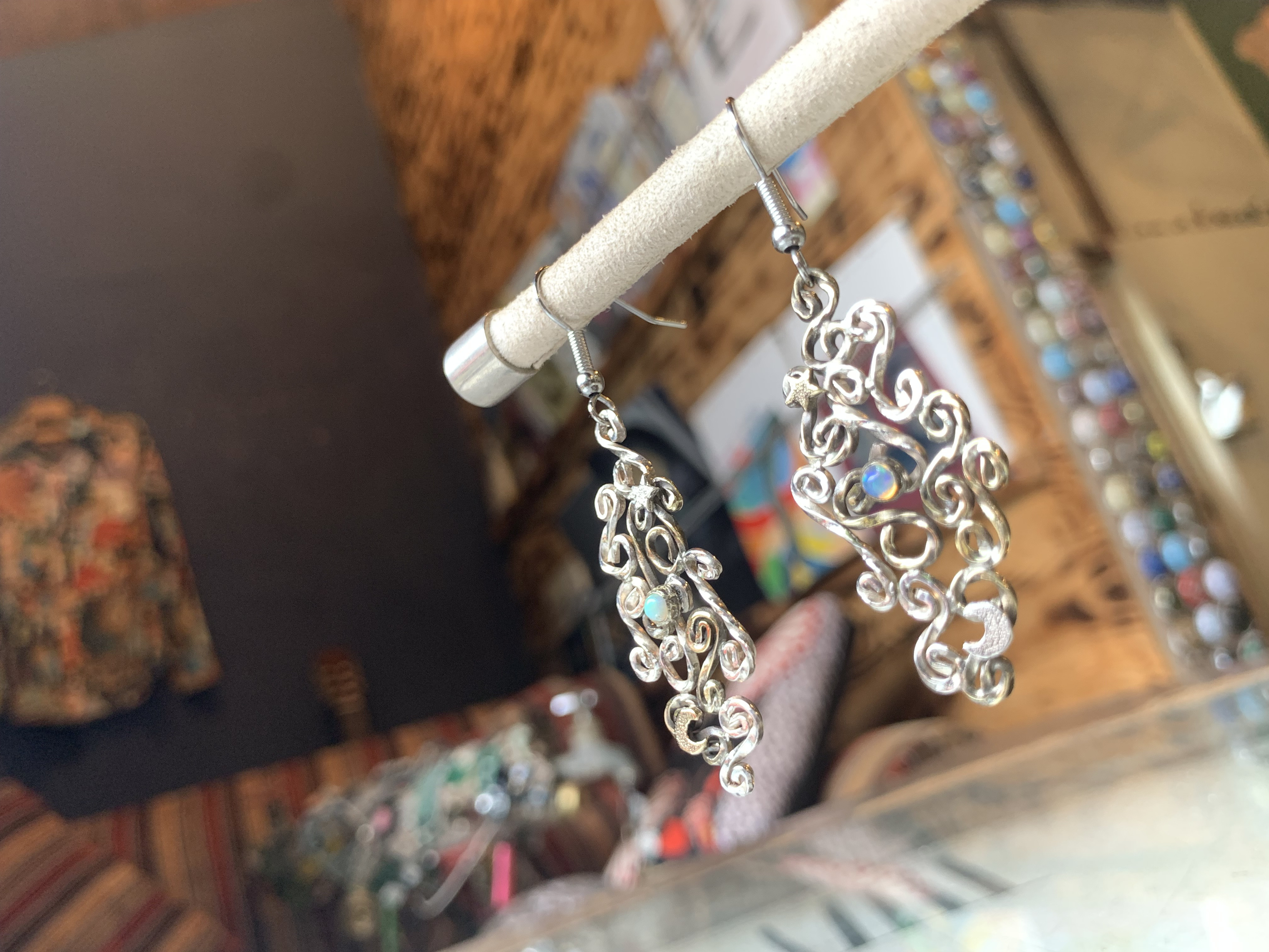 オパールとシルバー＆真鍮のピアス (イヤリング変更可) pierce