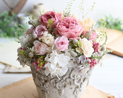 ✨特大✨たくさんのミックスバラプリザーブドアレンジ✨ラッピングのまま飾れますよ 送料無料、ラッピング込み】✨茶色＆ベージュバラミックス