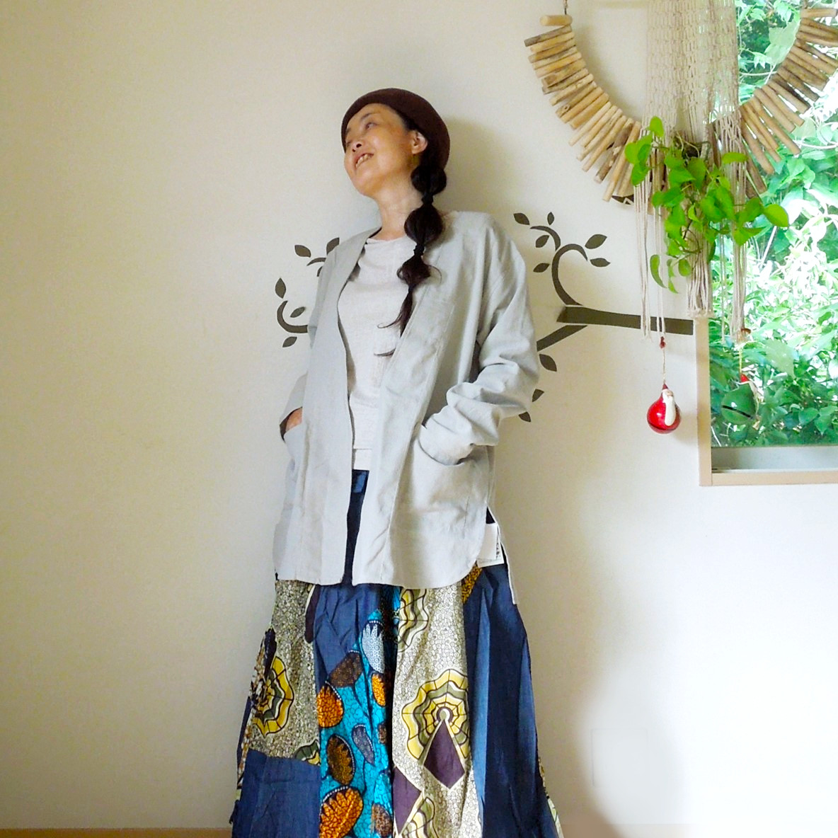 【お取り寄せ】ノーカラージャケット チェンマイコットン●グレー