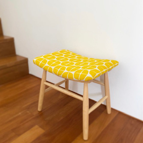 【未使用】高級スツール ナチュラル イエロー 9126-2522)円形スツール イエロー ※webshop未対応・お問い合わせ