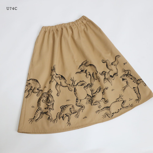 ❣️未使用未開封　チャコットカシュクール 130cm❣️ 送料無料）最終SALE 77cm 手描きスカート 鳥獣戯画