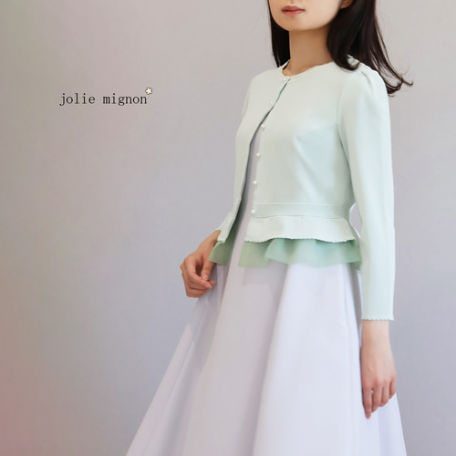 選べる5色◎】ふくれオーガンジー使い 7分袖カーディガン【アイシー  