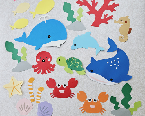海の生き物 壁面飾り 19点 色画用紙 その他素材 mizuki 通販 17910132