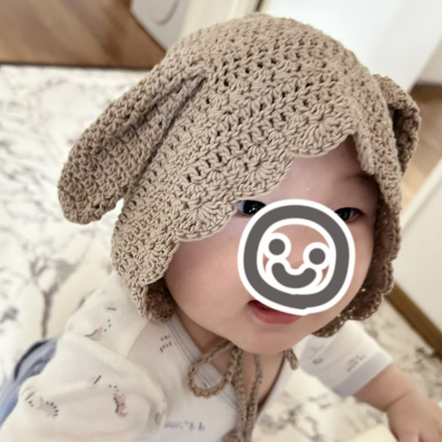【ぎゅな】垂れ耳ボンネット イヤーマフ ボンネット うさぎちゃん垂れ耳】*コットン100%* 子供用. 毛糸 k.k