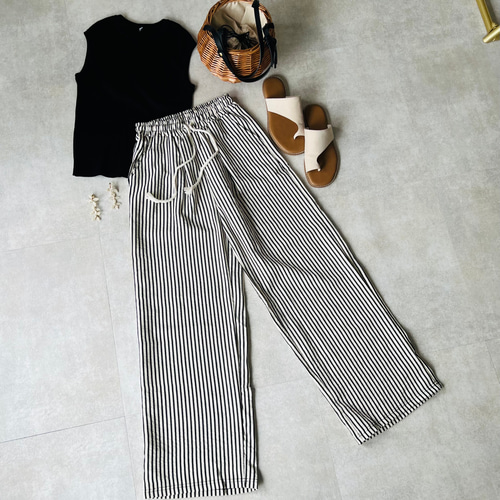 The toe BATTERY STRIPE PANTS ストライプパンツ 新送0】ストライプ投入で脱マンネリコーデ 軽くて履きやすくシワに