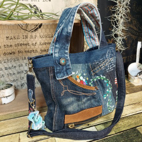 ５月月末 SALE❤️デニムリメイク❤️U^ェ^Uちゃんデニム2way BIGバック Amazon | [§N∞NOVENO] トートバッグ マザーズバッグ 大