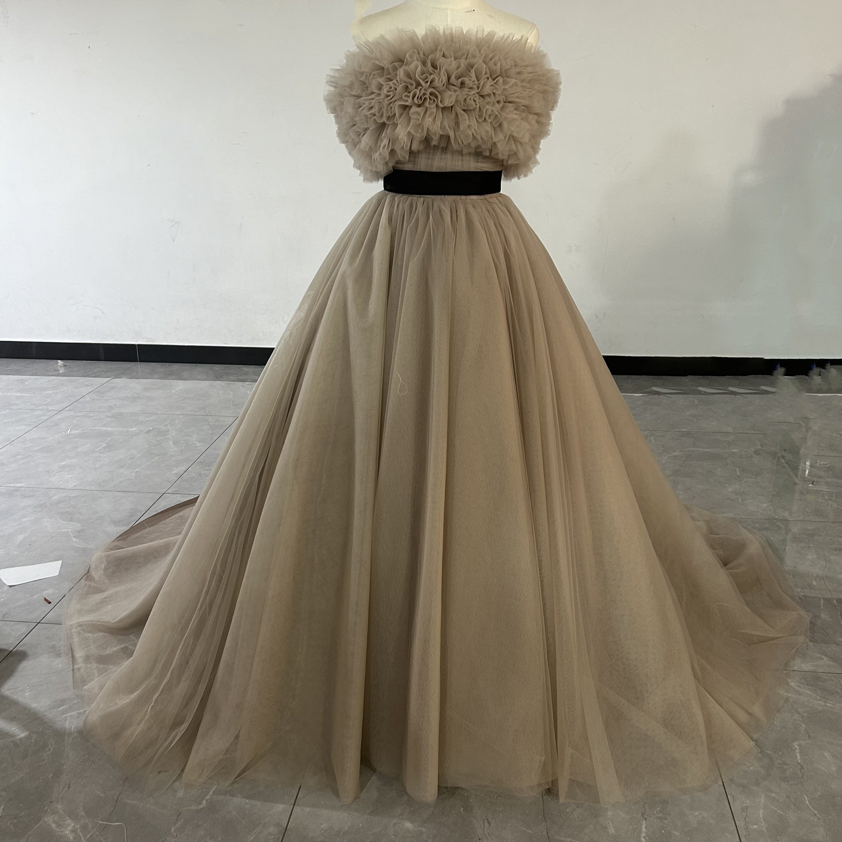 カラードレス  3waysドレス 取り外しオフショルダー+サッシュベルト 結婚式/披露宴