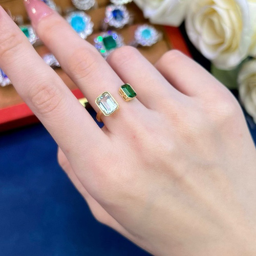 ★エスニック風✨ K18 18K アメジスト エメラルド 9号 指輪 エスニック風✨ K18 18K アメジスト エメラルド 9号 指輪