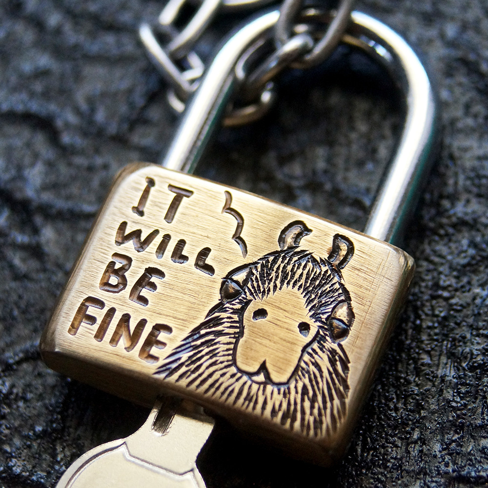 It will be fine カピバラ 南京錠キーホルダー